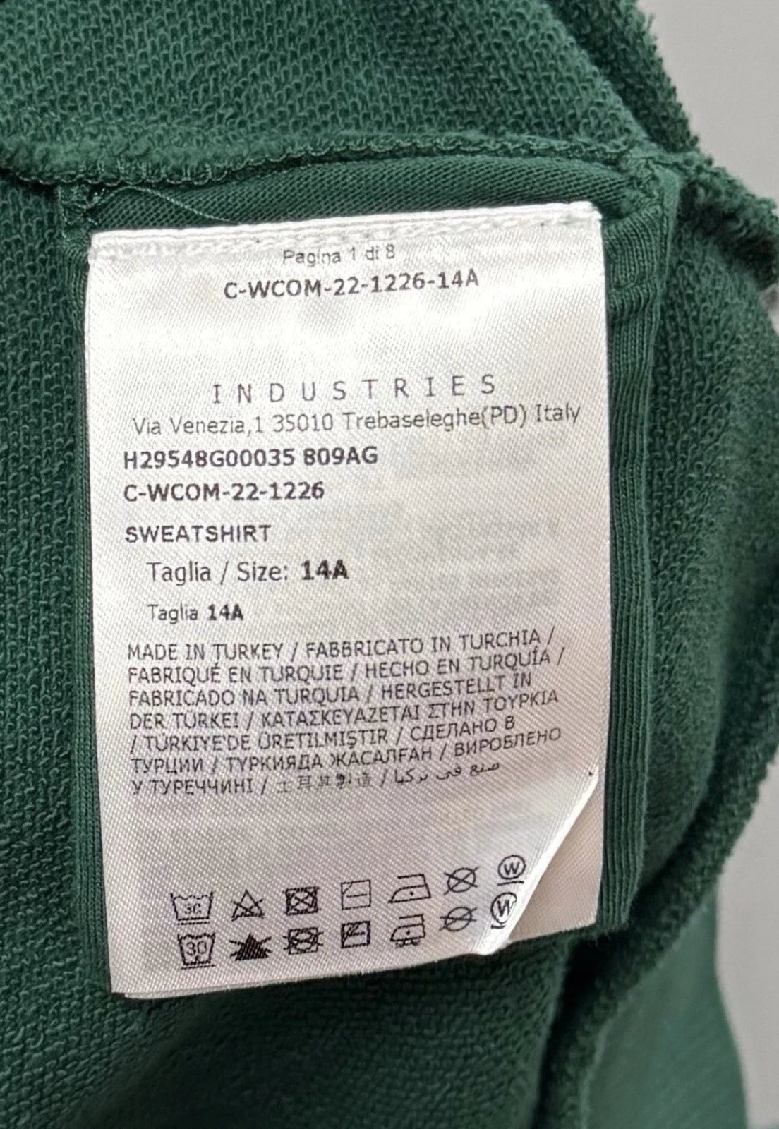 Moncler Boys Dark Green Sweater - Age 14(19''PTP)