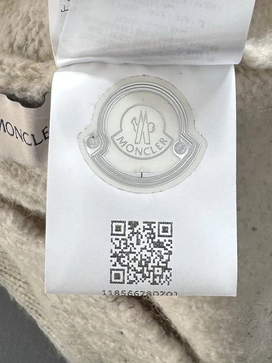 Moncler Stripe Beige Wool And Alpaca Blend Sweater - Size: XL (23” PTP)