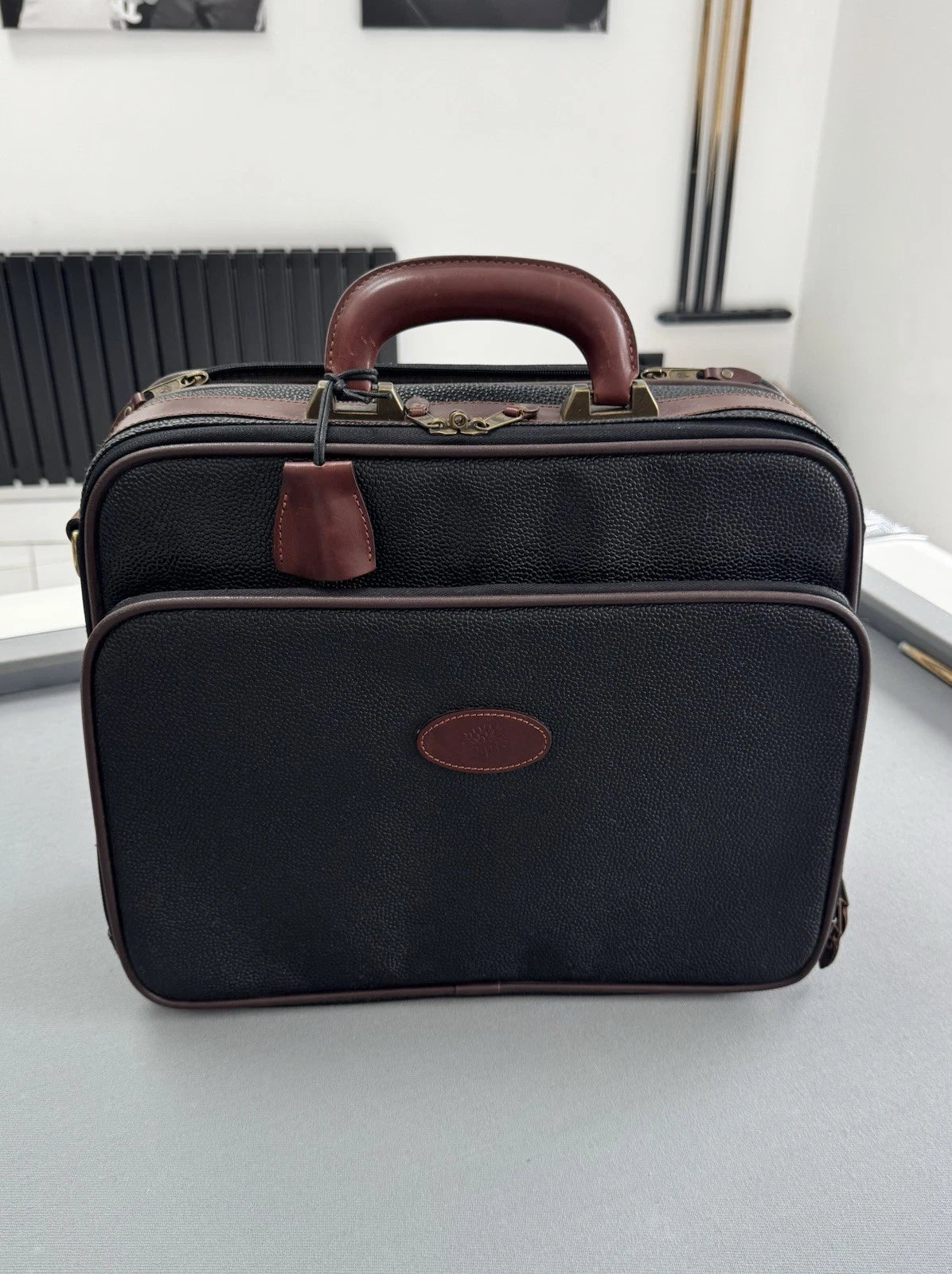Mulberry Black Scotchgrain Briefcase