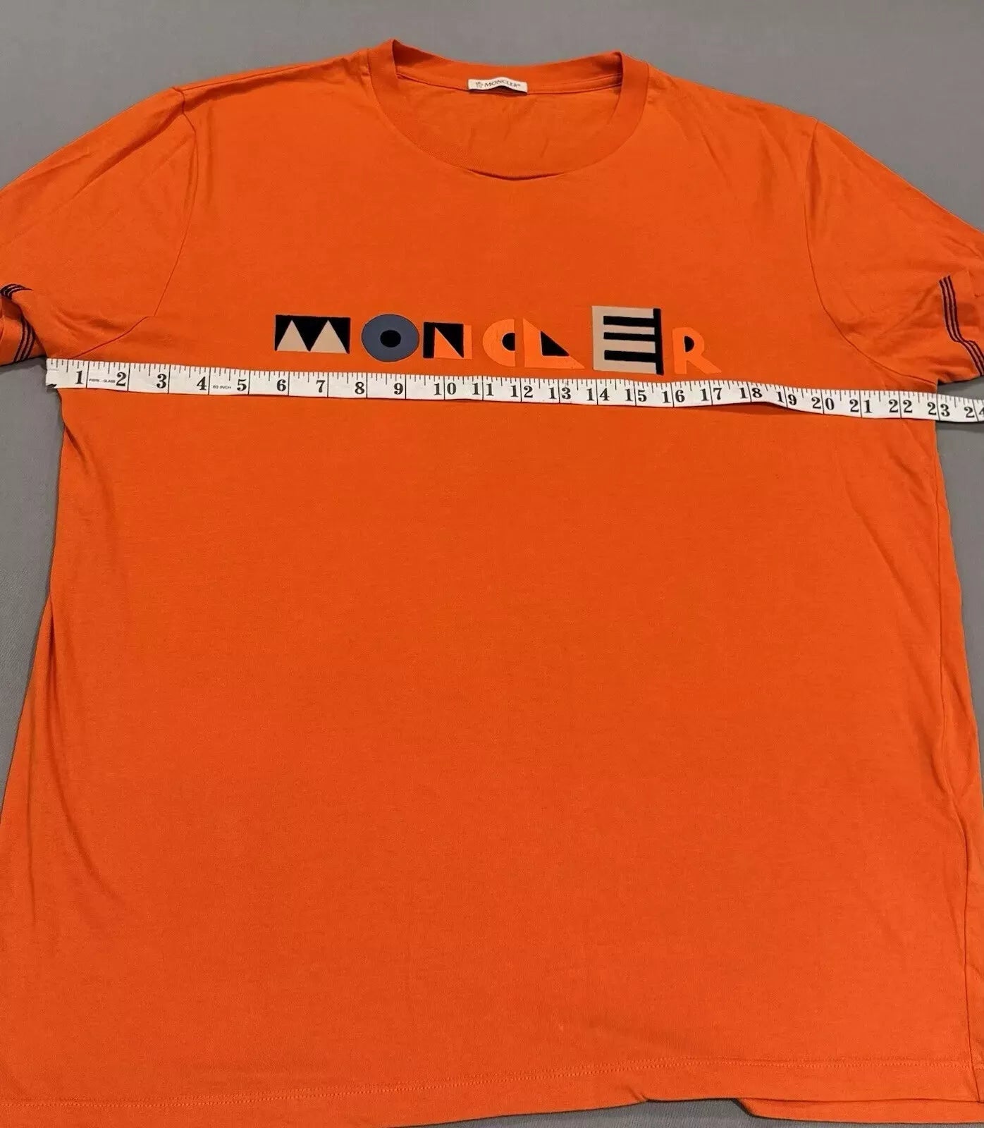 Moncler Orange Logo Print T Shirt - Large (23” PTP)