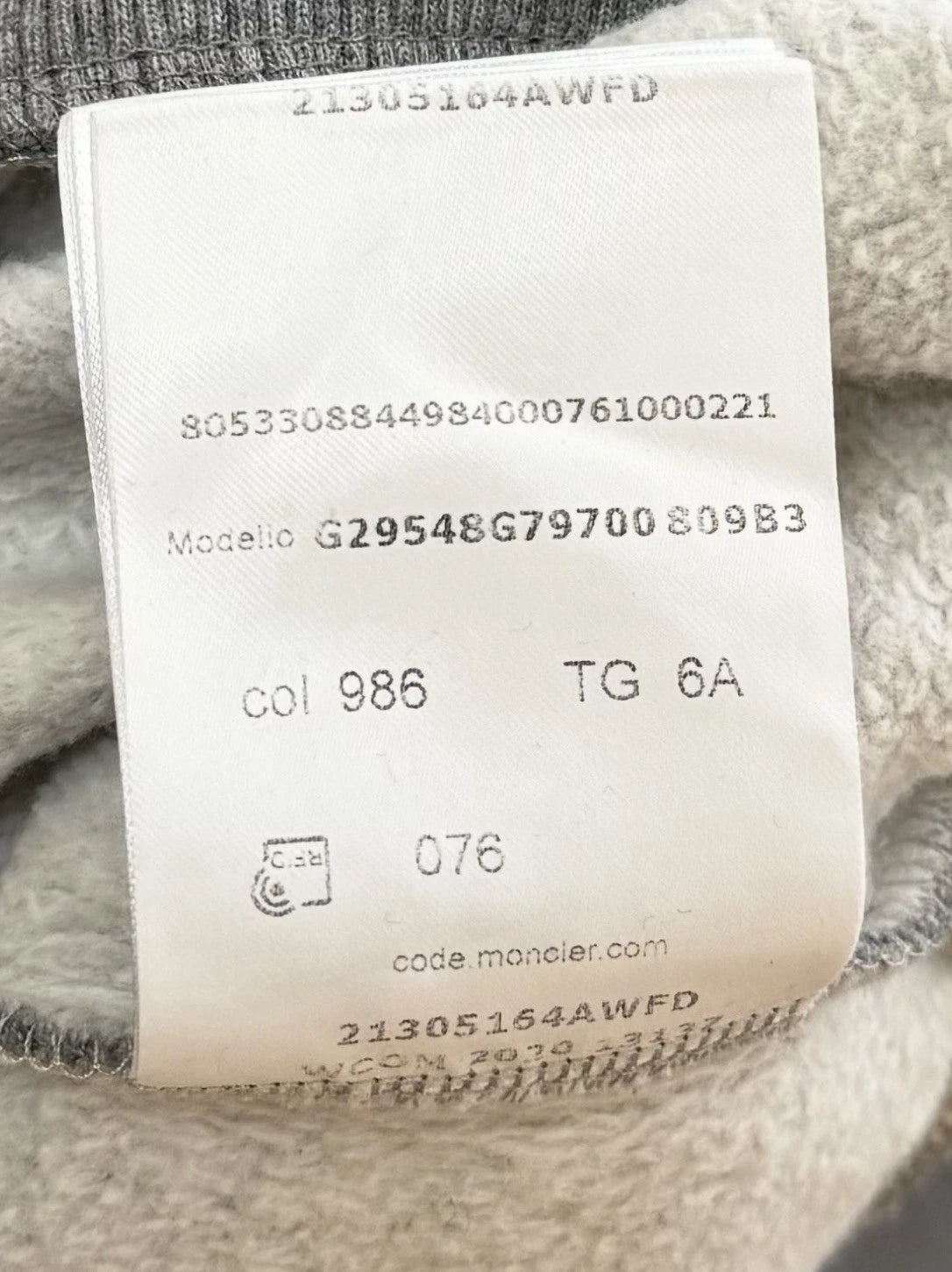 Moncler Grey Logo Print Sweater - Age 6 (14''ptp)