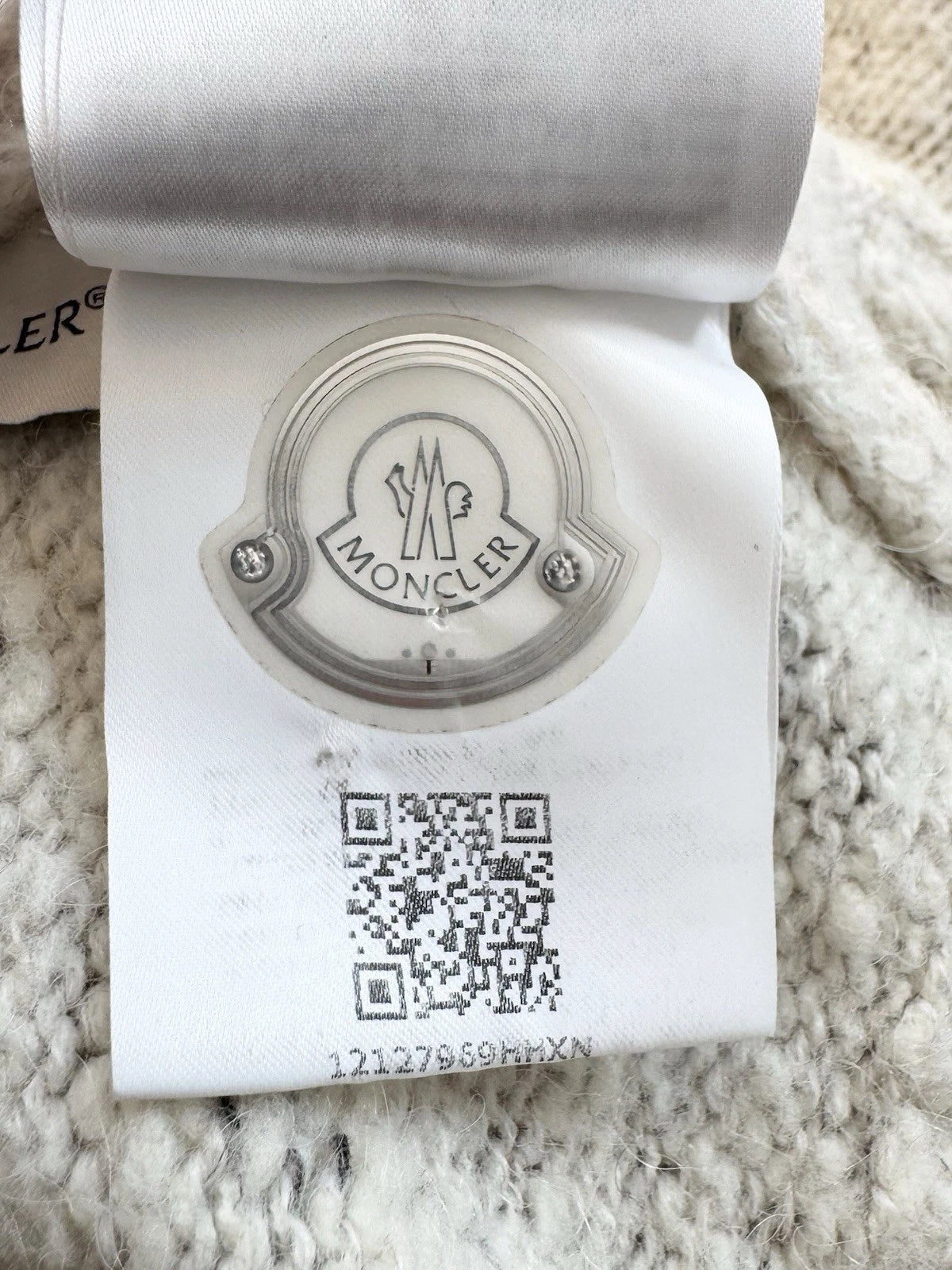 Moncler Stripe Beige Wool And Alpaca Blend Sweater - Size: XL (21” PTP)