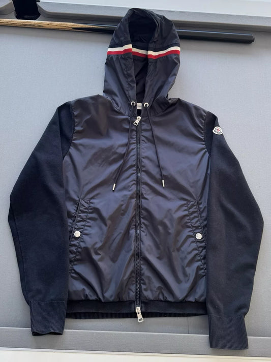 Moncler Tricot Navy Hybrid Cardigan - Size: Small (20.5''ptp)