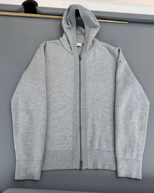 Moncler Grey Tricot Hooded Cardigan - Medium - PTP 22”