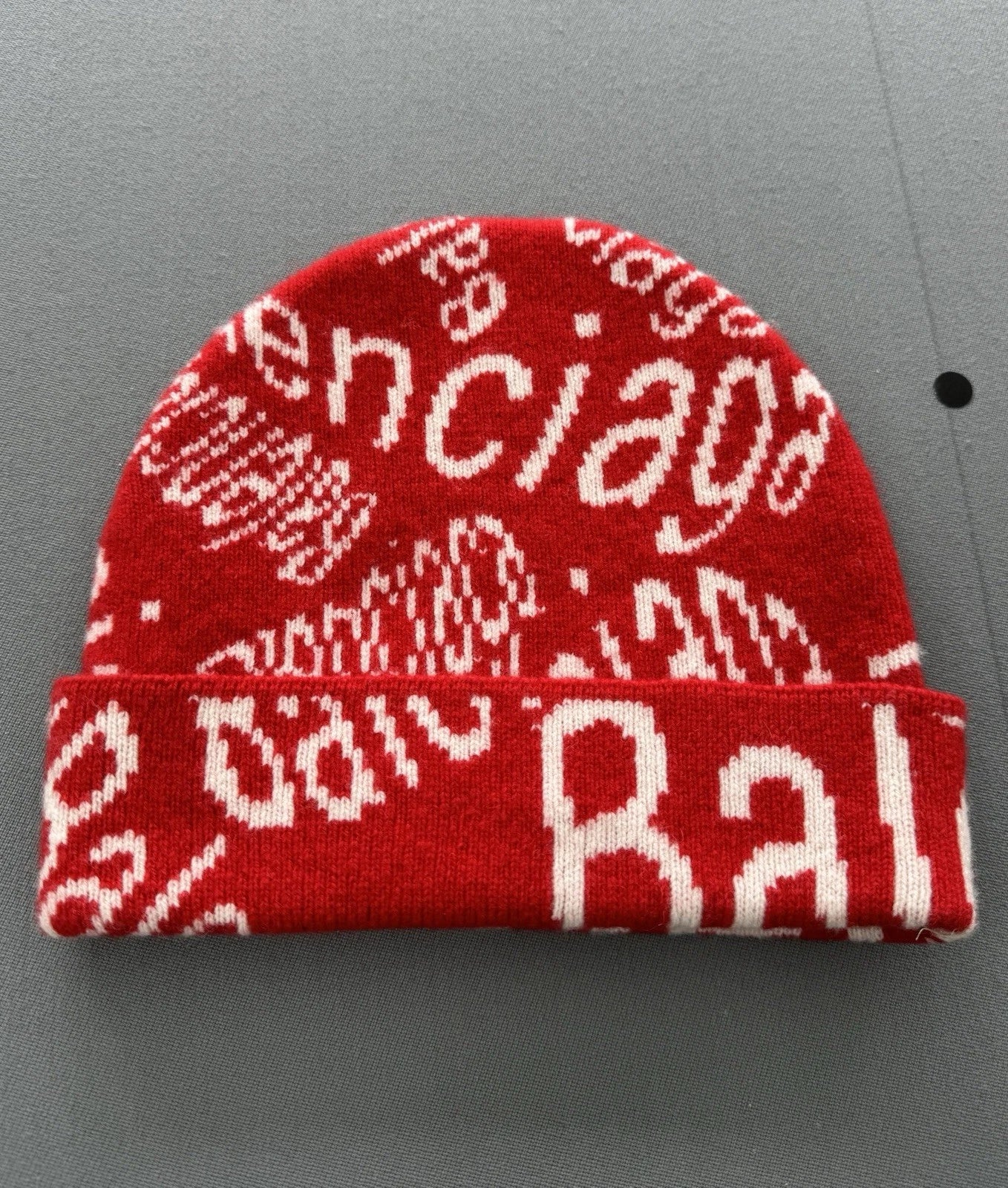 Balenciaga Red Logo Beanie Hat