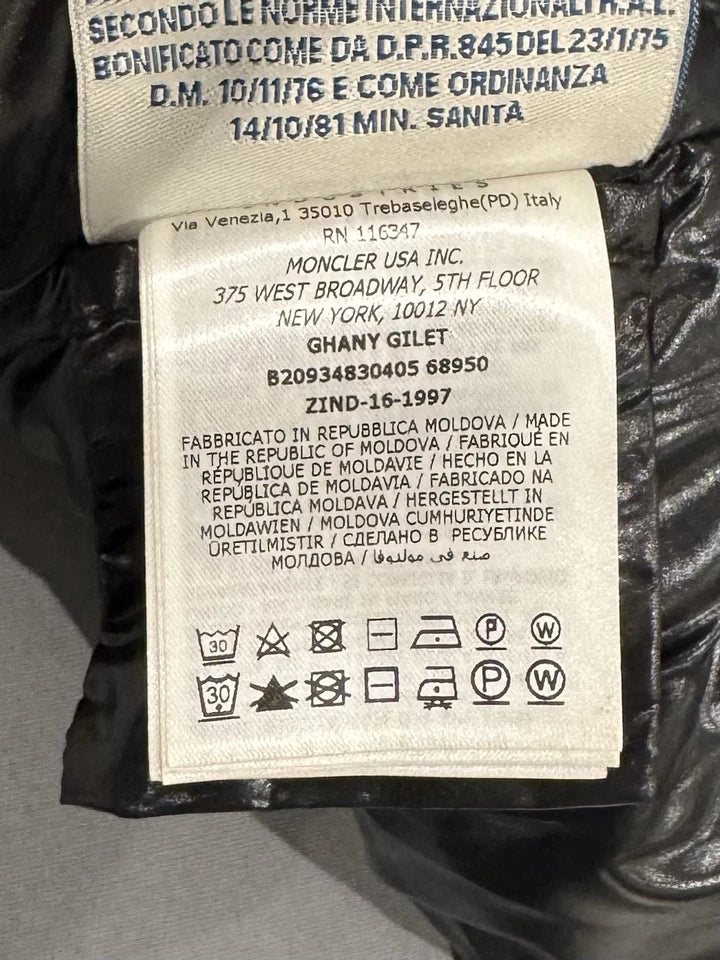 Moncler Ghany Black Padded Shell-Down Gilet - Size 00 - 17” PTP - Fits UK 6